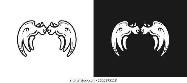 black and white wing silhouette vector design. wing element design