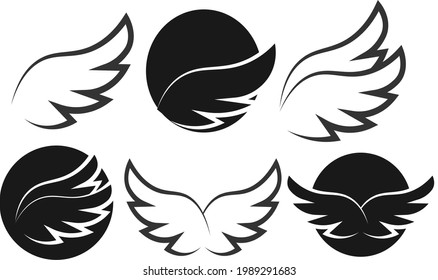 black and white wings logo design
