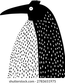 Black and white winter bird snow loving penguin
