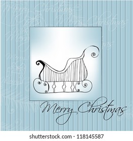 black and white winter sleigh - vector illustration