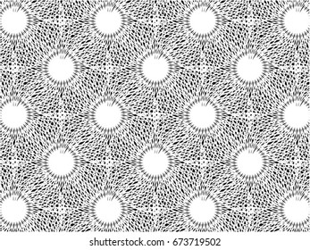 black and white wire mesh line circle spiral pattern in vector