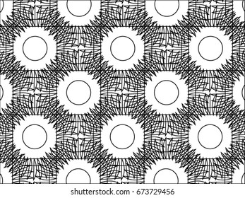 black and white wire mesh line circle sun pattern in vector