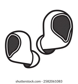 black and white wireless earbuds vector image