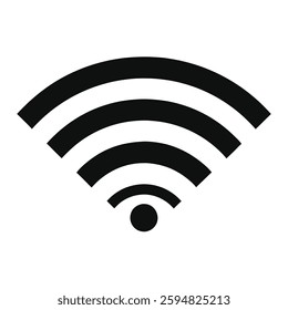 Black and White Wireless Signal Icon – Wi-Fi Connectivity Symbol Representing Internet Access, Network Communication, Digital Connection, and Modern Technology for Wireless Data Transmission