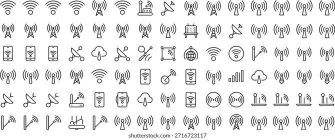 Preto-e-branco de tecnologia sem fio e dispositivos de comunicação
