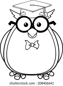 Black White Wise Owl Teacher Cartoon Stock Vector (Royalty Free ...