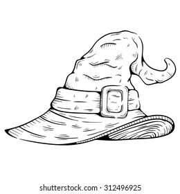 Black And White Witch Hat With Sketchy Style