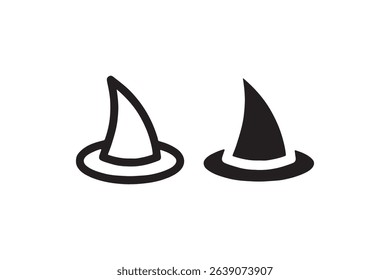 Black and white witch hats silhouette decision icon.