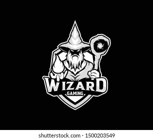 Black and white wizard vector