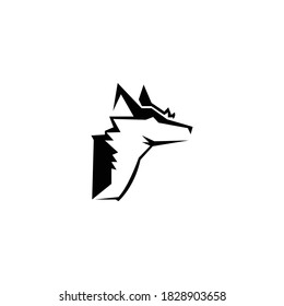 black and white wolf design logo