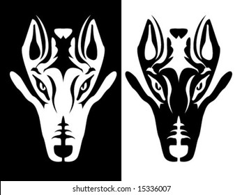 Black and white wolf head design element