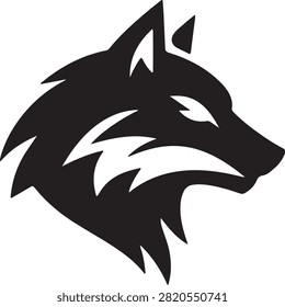 Black and white wolf head icon, symbolizing nature, wildlife, and primal instincts.