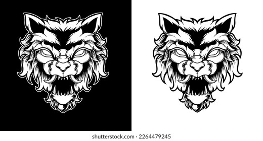 ILUSTRACIÓN DE LOGOTIPO DE LA CABEZA NEGRA Y BLANCA