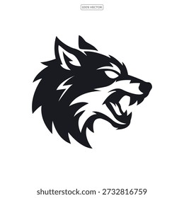 black and white wolf head logos styles vector illustration
