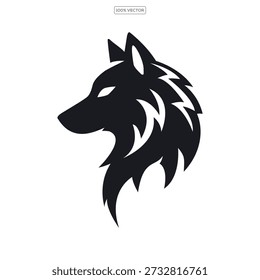 black and white wolf head logos styles vector illustration template