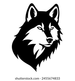 Black and White Wolf head silhouette vector template