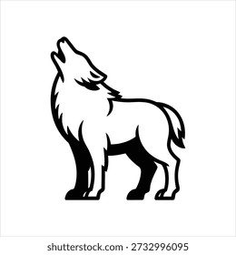 Schwarz weiß wolf heulen silhouette minimalistisch tier art design