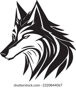 Black and white wolf icon. Minimalist Wolf Symbol.