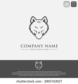 black and white wolf logo design template, suitable for sports logo icons