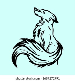 Black and white wolf logo. The howling wolf