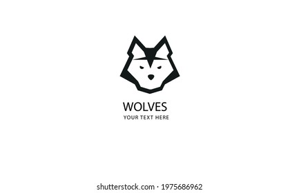 black white wolf vector logo design