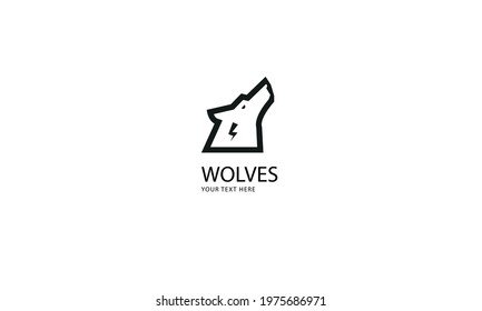 black white wolf vector logo design