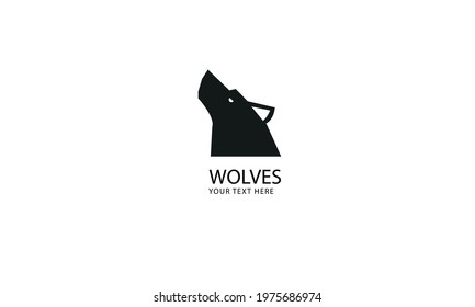 black white wolf vector logo design