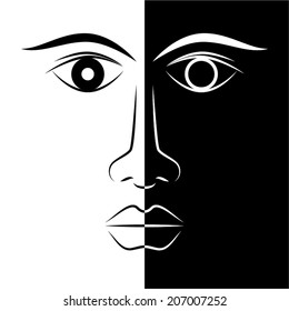 Black and white woman face