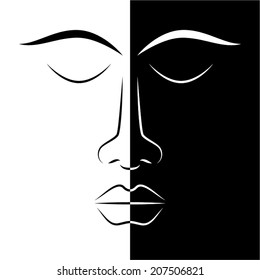 Black and white woman face
