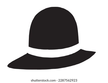 black and white woman hat silhouette vector