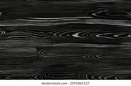 Black and White Wood Grain Texture, Abstract Natural Wooden Pattern, High-Contrast Timber Surface, Dark Rustic Plank Design, Seamless Organic Wood Background for Interior and Fashion Trends