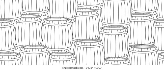 black white wooden barrel seamless pattern