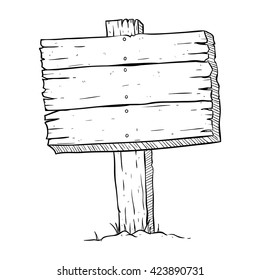 Black and White Wooden Billboard With Sketchy or Doodle Style