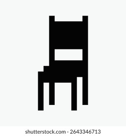 black and white wooden chair pixel art icon vector illustration.