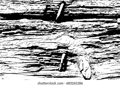 Black and white wooden texture. Vector.