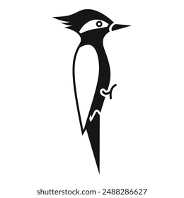 Black and white woodpecker bird standing side view icon