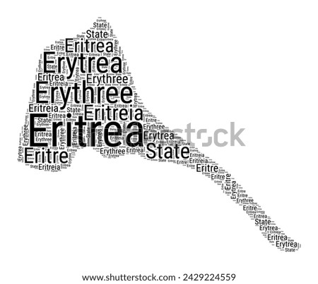 Black and white word cloud in Eritrea shape. Simple typography style country illustration. Plain Eritrea black text cloud on white background. Vector illustration. Stok fotoğraf © 
