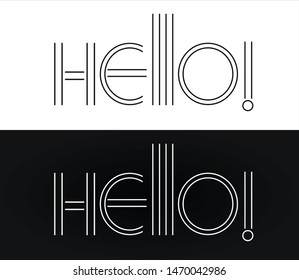 Black and white word hello. vector