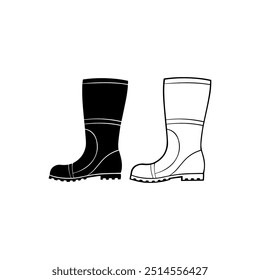 Black and white work boots. Vector icon design.