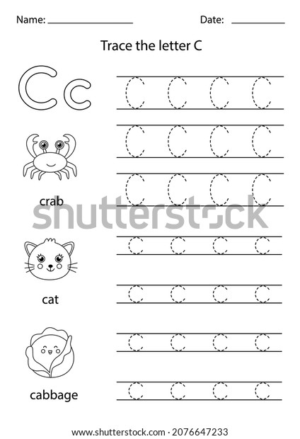 Black White Worksheet Learning English Alphabet Stock Vector (Royalty ...