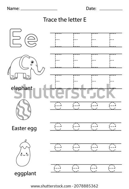 Black White Worksheet Learning English Alphabet Stock Vector (Royalty ...