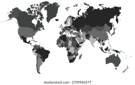 Mapa del mundo en blanco y negro con la frontera de la región