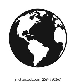 black and white world map silhouette icons vector