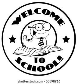  Black And White Worm On A Welcome Back To School Circle