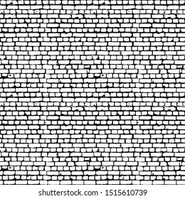 Black and white worn out brick wall seamless pattern
