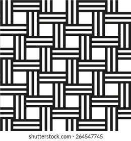 Black and white woven texture background - seamless pattern, vector graphics