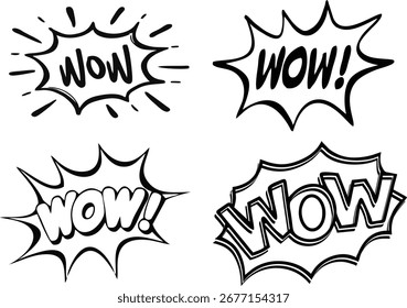 Vector blanco y negro de Wow