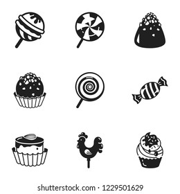 Black white wrapper candy icon set. Simple set of 9 black white wrapper candy vector icons for web design isolated on white background