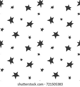 Black and white wrapping paper. Vector seamless geometric pattern with stars.