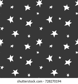 Black and white wrapping paper. Vector seamless geometric pattern with stars.